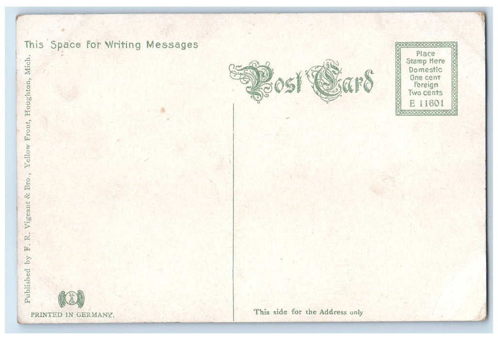 c1910 Michigan College Of Mines Building Dirt Road Houghton Michigan MI Postcard