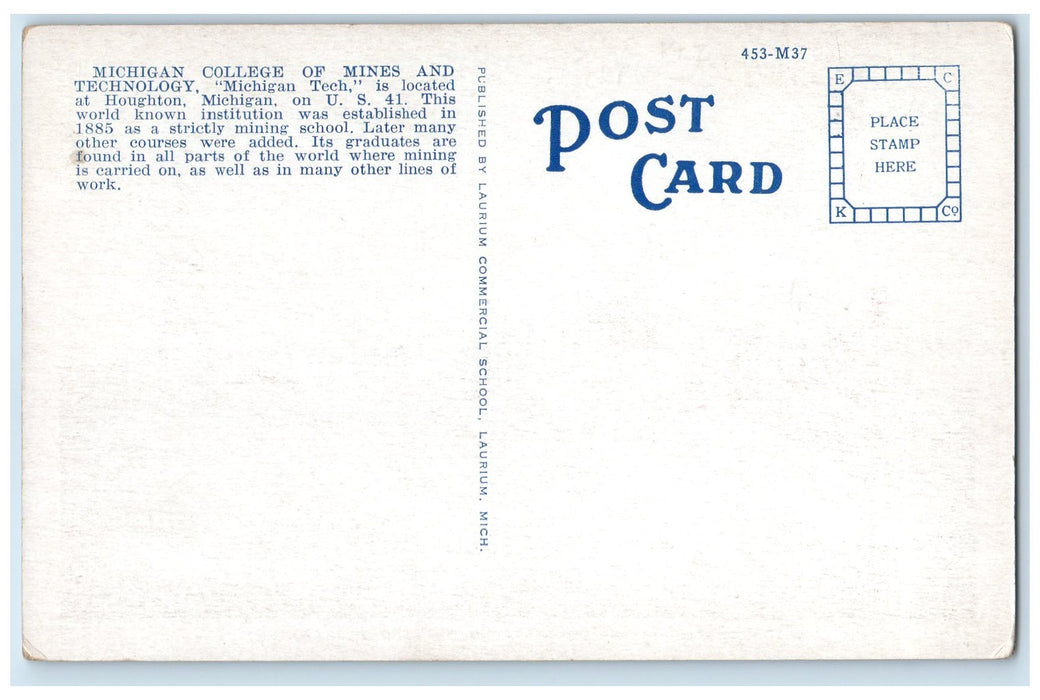 c1920's Michigan College Of Mines And Technology Houghton Michigan MI Postcard