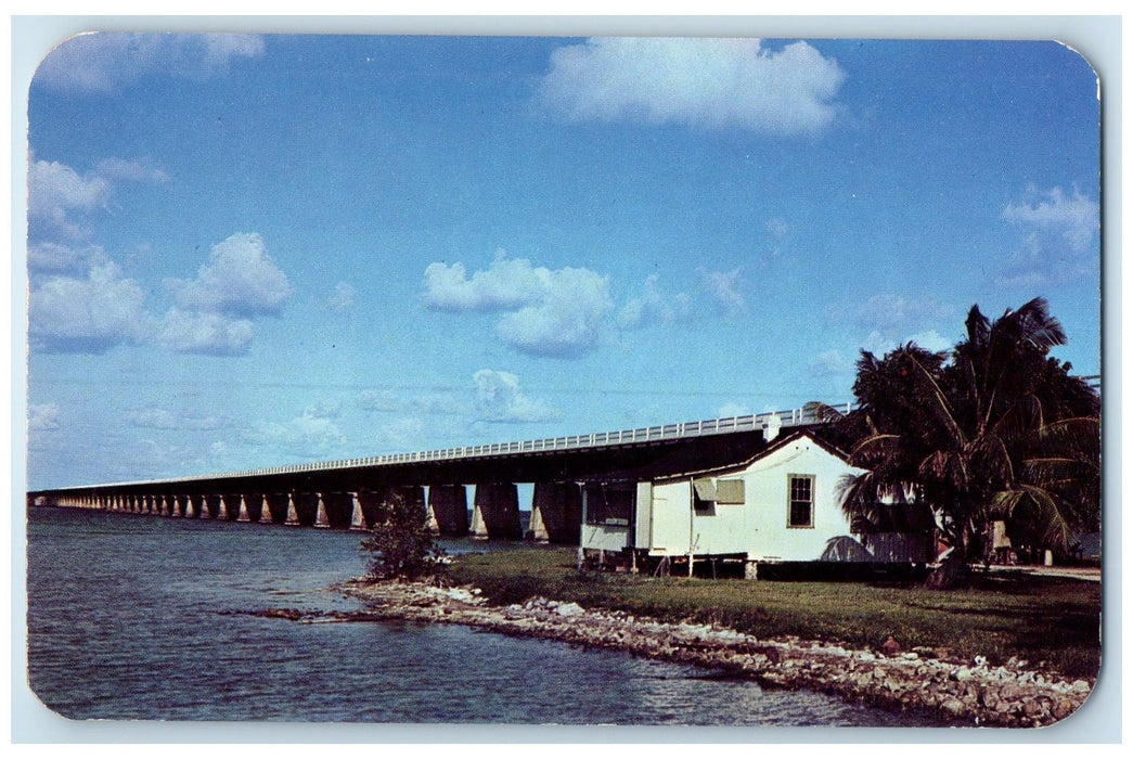 c1960s Pigeon Key Seven Mile Bridge Scene Mainland Florida FL Unposted Postcard