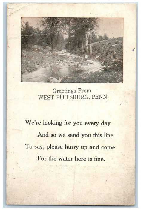 1910 Greetings From West Pittsburg Poem Pennsylvania PA Posted Vintage Postcard