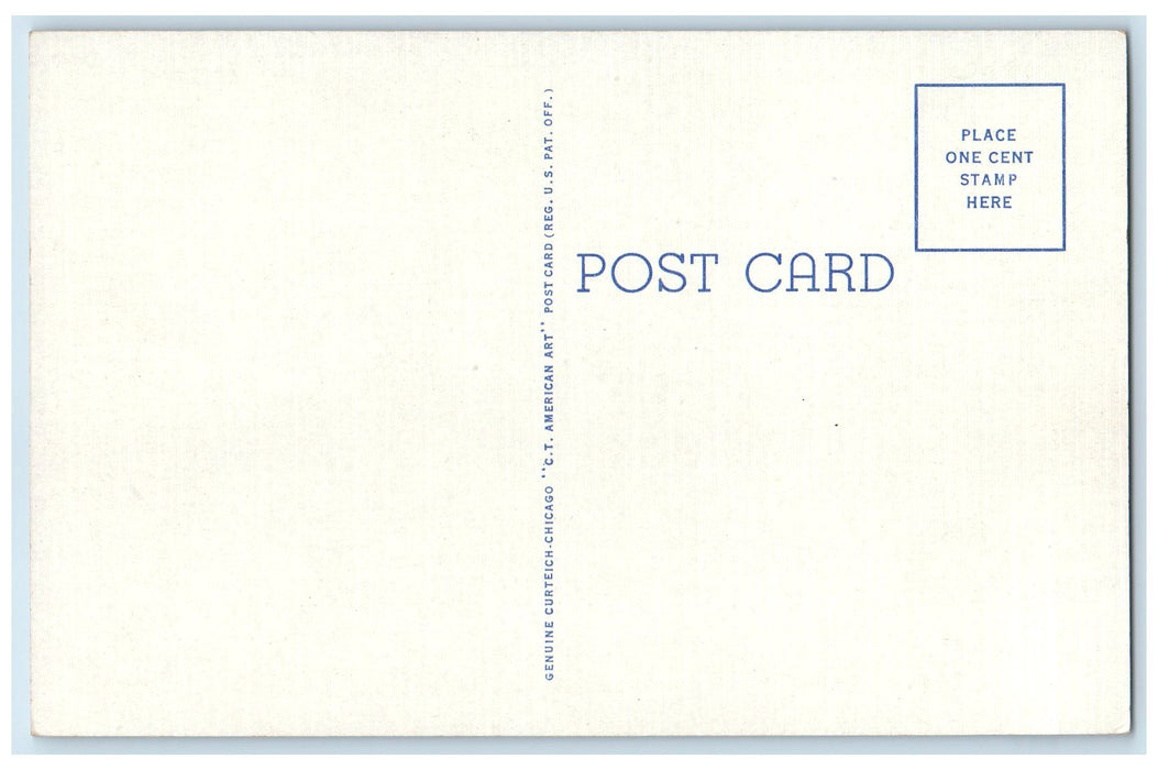 c1940's Public Library Building US Flag Entrance Manistee Michigan MI Postcard