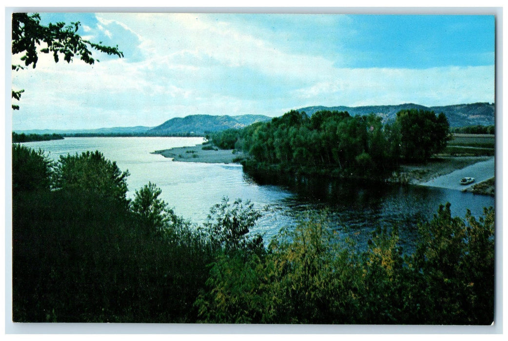 c1960s Scioto & Ohio Rivers Autunmal View From Portsmouth Ohio OH Trees Postcard