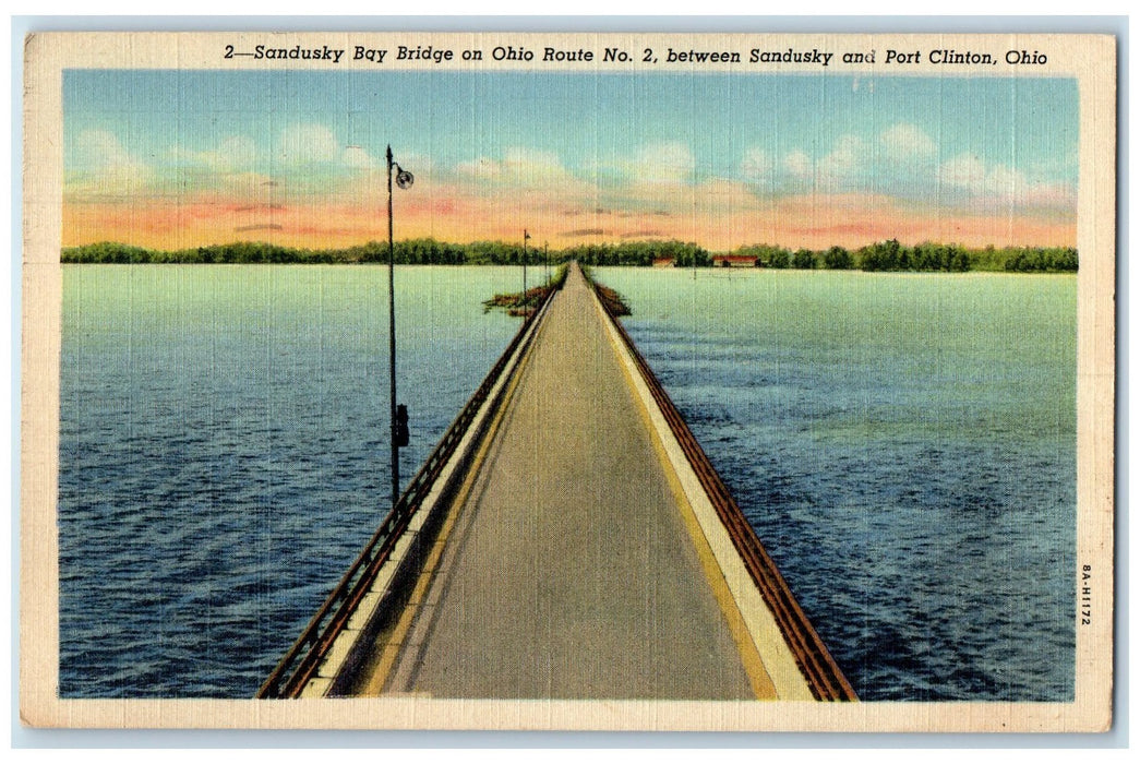 1948 Sandusky Bay Bridge On Ohio Route Sandusky And Port Clinton OH Postcard