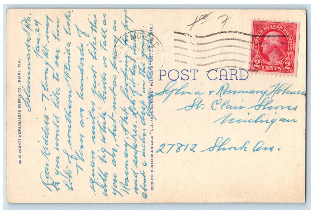 1948 In The Everglades National Park Everglades Florida FL Posted Cloud Postcard