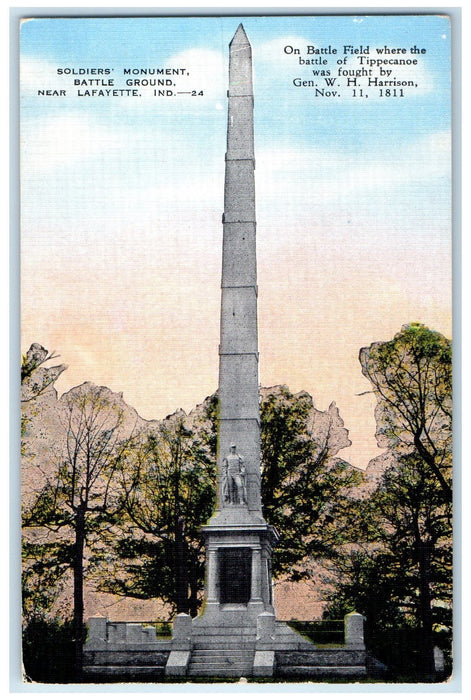 1955 Soldiers Monument Battle Ground Near Lafayette Indiana IN Posted Postcard