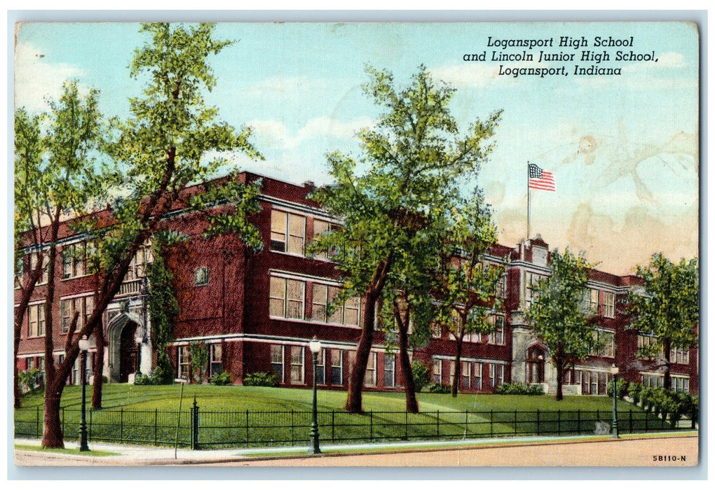 1947 Logansport High School Lincoln High School Logansport Indiana IN Postcard