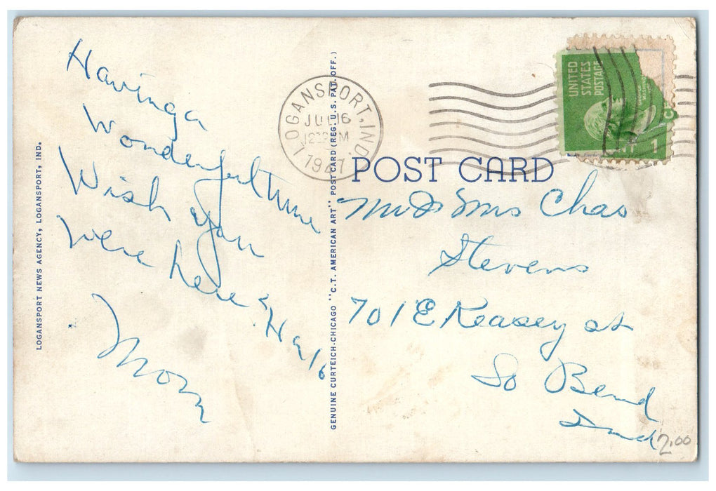 1947 Logansport High School Lincoln High School Logansport Indiana IN Postcard