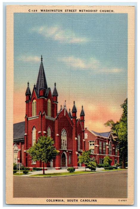 c1940's Washington Street Methodist Church Columbia South Carolina SC Postcard