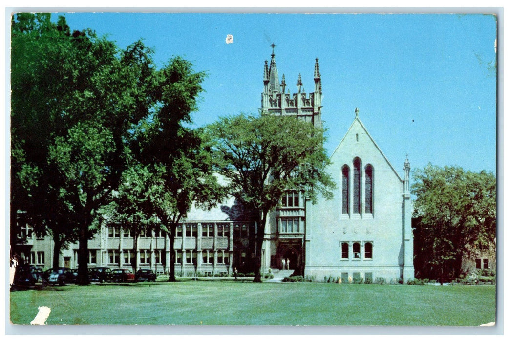 c1960's Garrett School Of Theology Exterior Evanston Illinois IL Trees Postcard