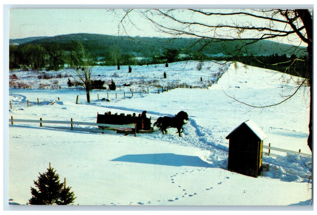 c1960s Salem Crofs Inn Restaurant Olde Brookfield Massachusetts MA Snow Postcard