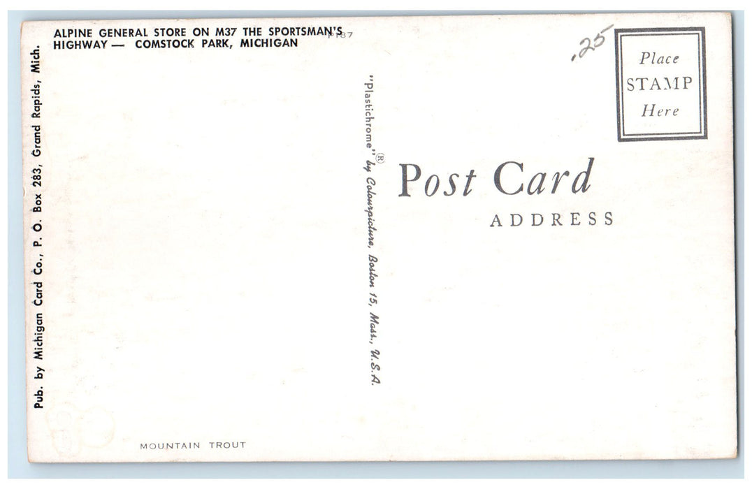 c1960s Alpine General Store On M37 Sportsman's Highway Comstock Park MI Postcard