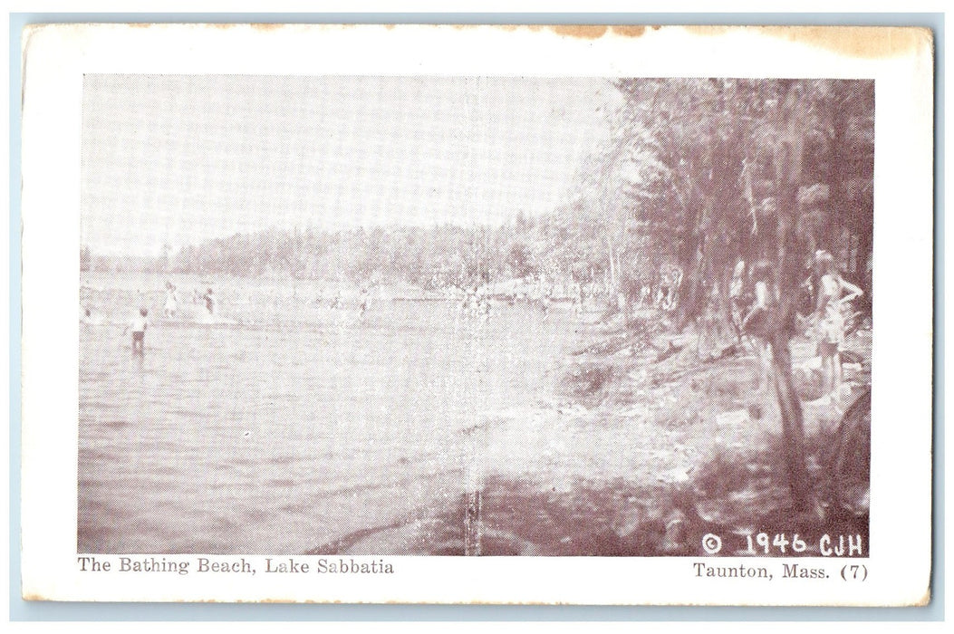 1946 The Bathing Beach Lake Sabbatia Taunton Massachusetts MA Unposted Postcard