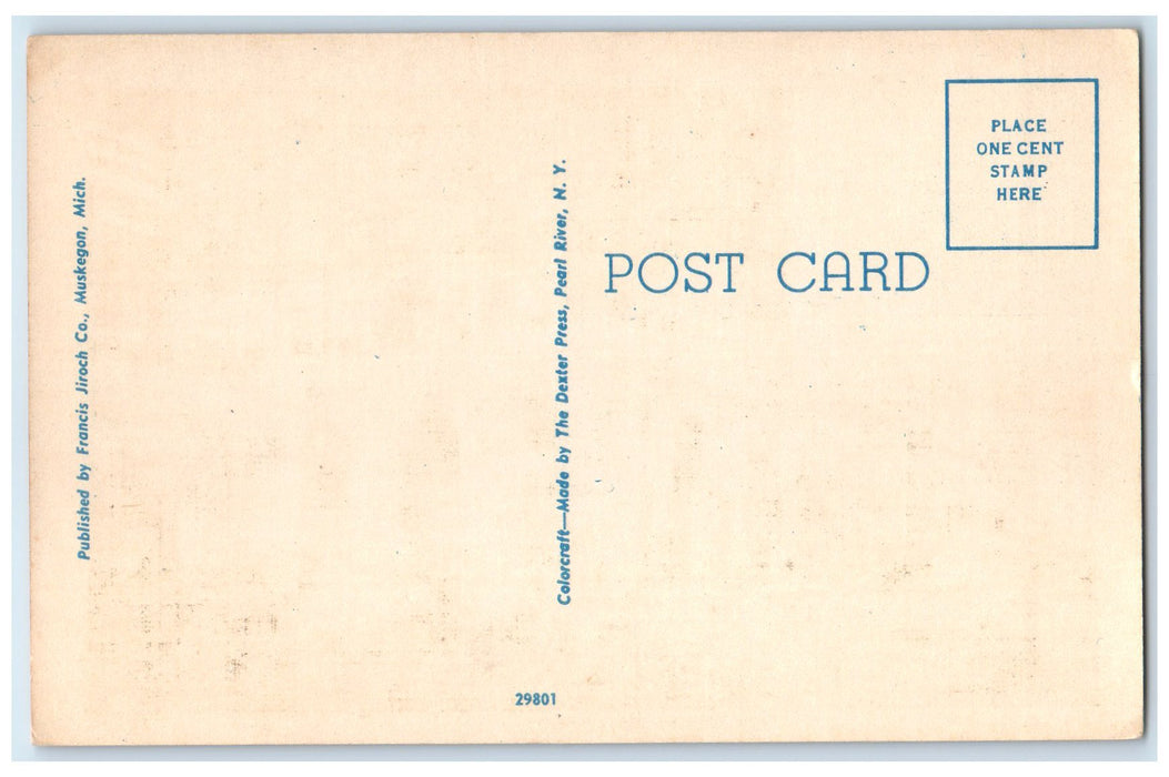 c1940's View Of Business Section Shops Muskegon Michigan MI Unposted Postcard