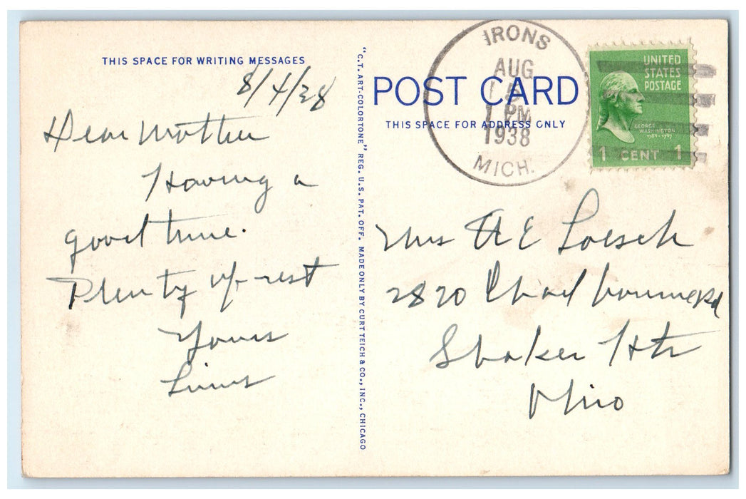 1938 View Of Harbor From Passenger Platform Ludington Michigan MI Ships Postcard