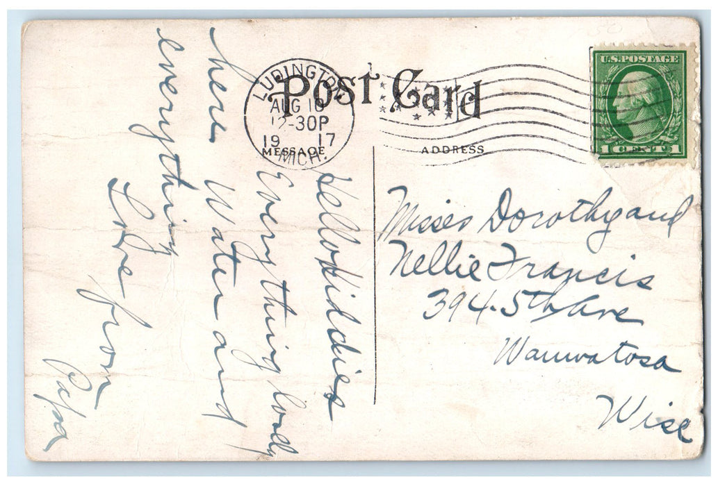 1917 First Methodist Episcopal Church Exterior Ludington Michigan MI Postcard