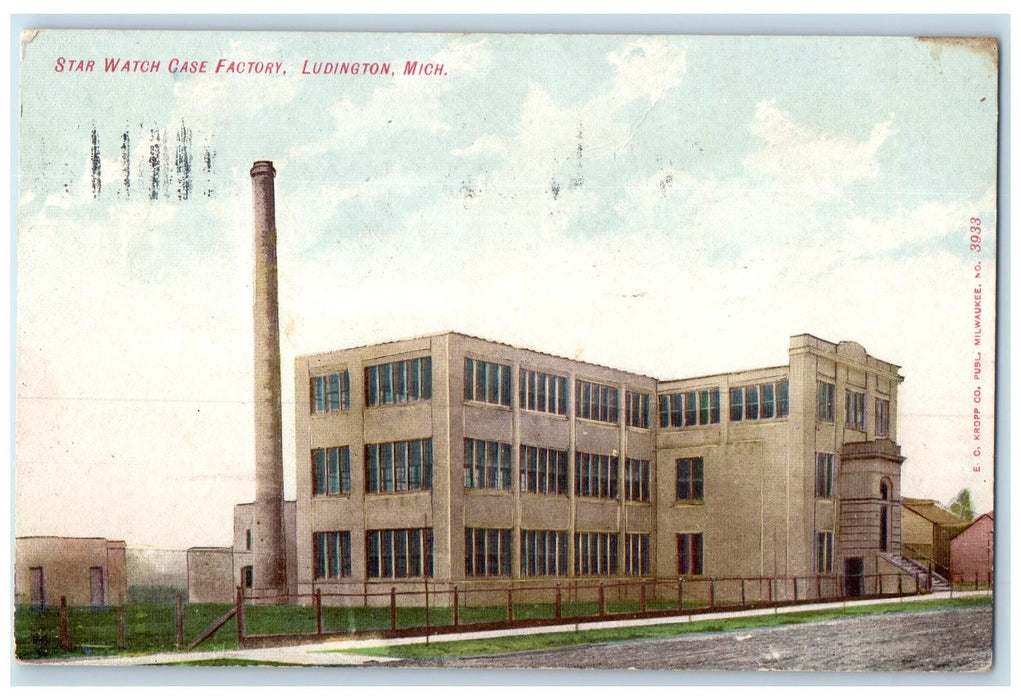 1909 Star Watch Case Factory  Exterior Roadside Ludington Michigan MI Postcard