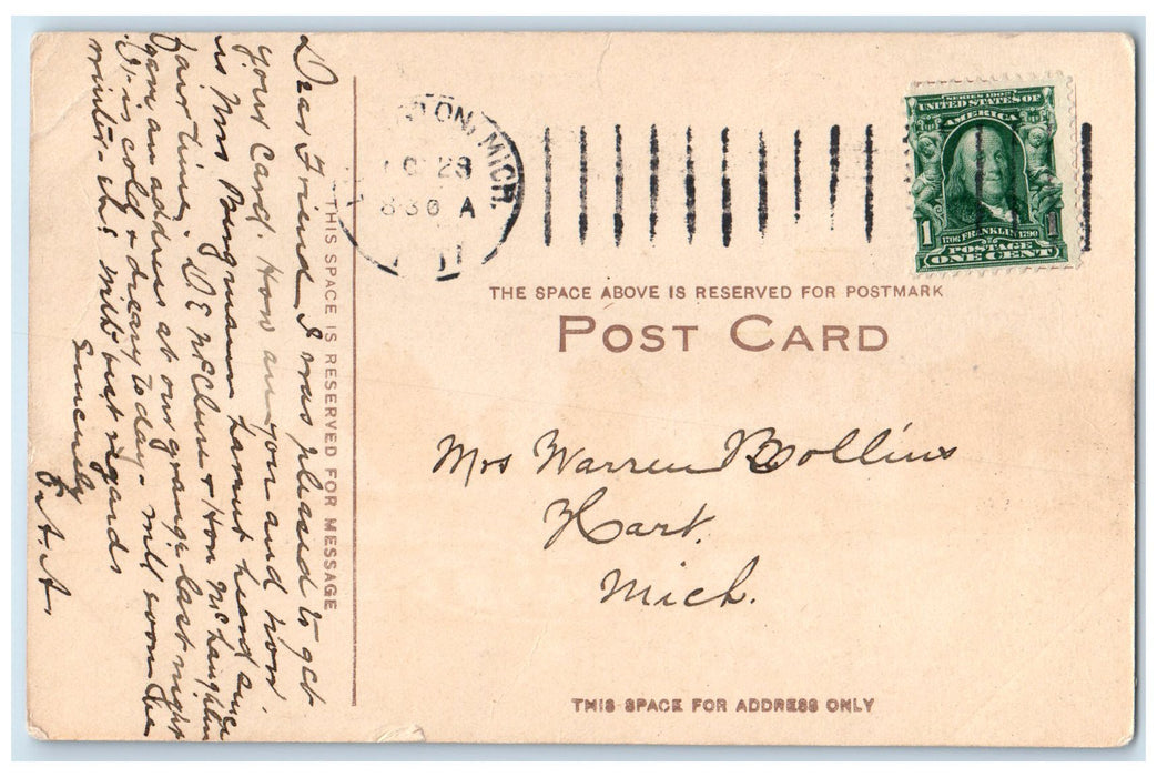 1907 U.S. Life Saving Station People Boat Ludington Michigan MI Posted  Postcard