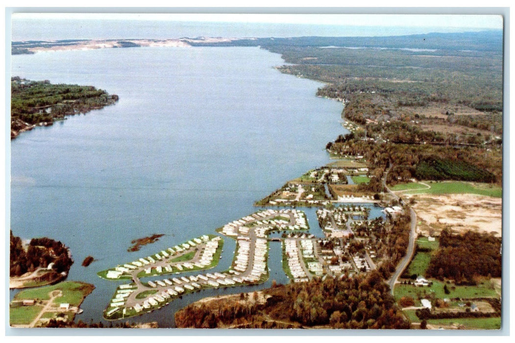 c1960s Tamarac Harbor Marina And Trailer Ludington Michigan MI Unposted Postcard