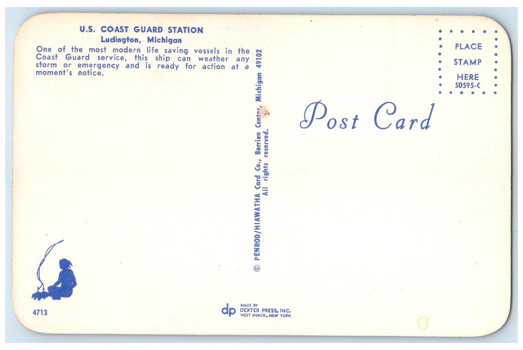 c1960's United States Coast Guard Station Boat Ludington Michigan MI Postcard