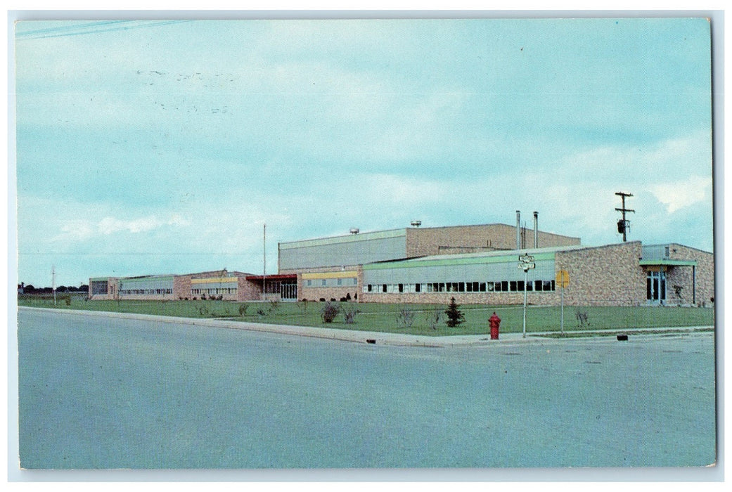 c1960's Ludington Senior High School Exterior Roadside Ludington MI Postcard