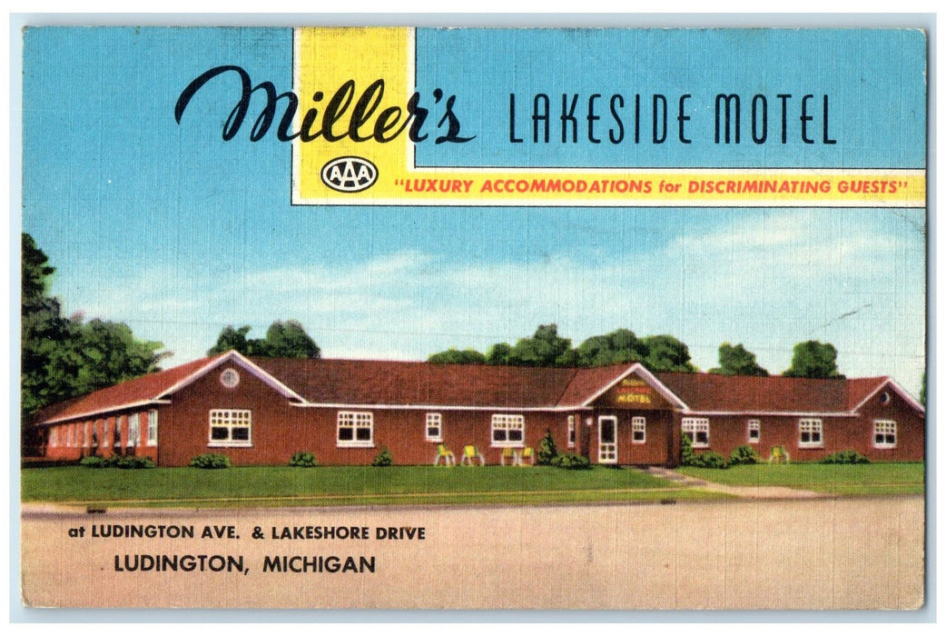 c1940's Miller's Lakeside Motel Exterior Roadside Ludington Michigan MI Postcard