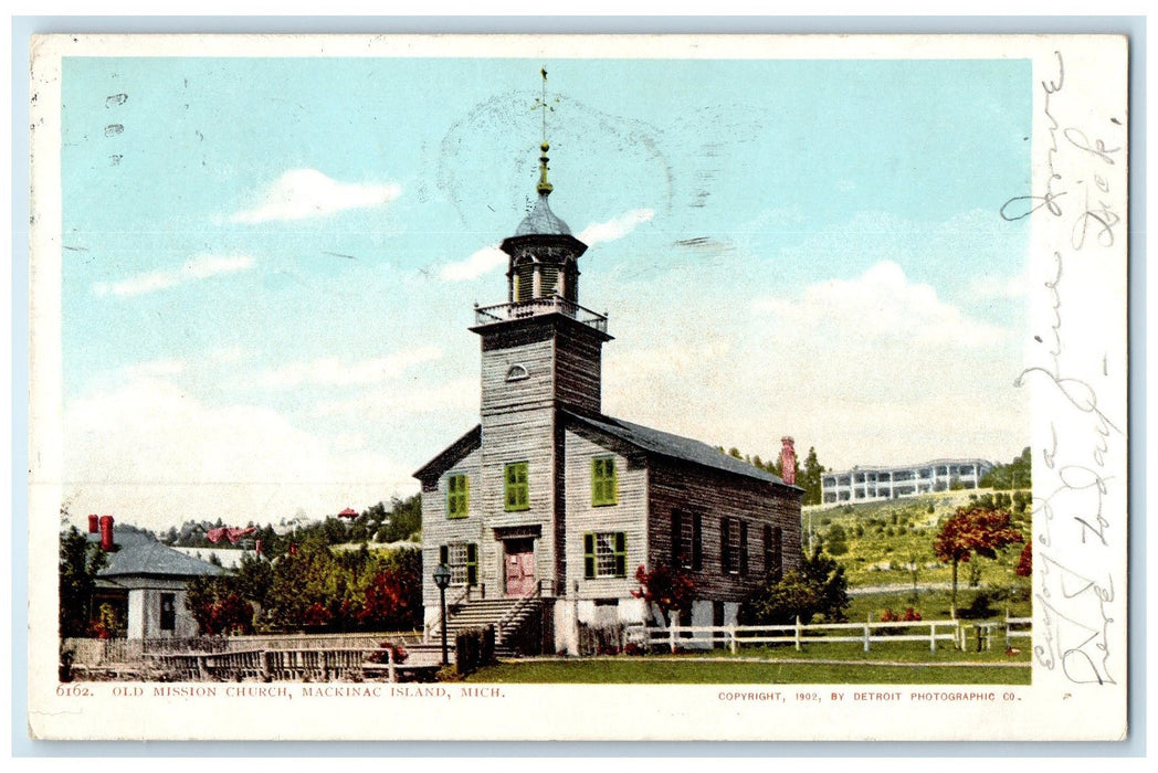 1905 Old Mission Church Exterior Roadside Mackinac Island MI Posted Postcard