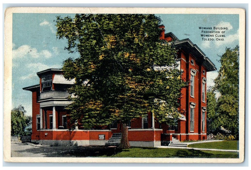 1919 Womans Building Federation Of Womens Club Toledo Ohio OH Posted Postcard