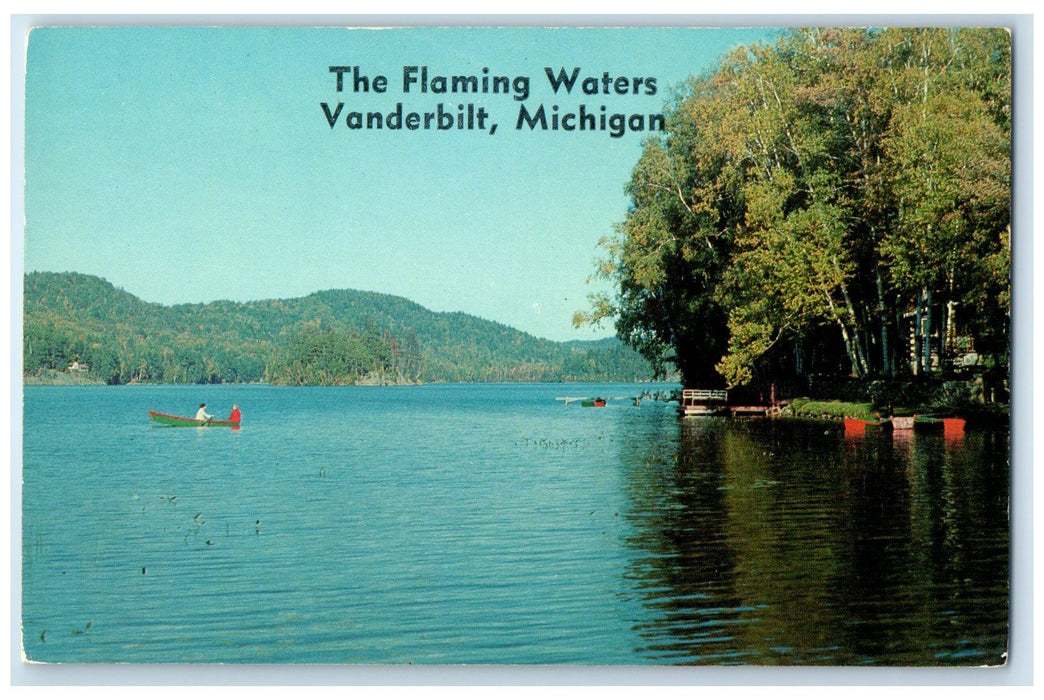 c1950's The Flaming Waters Boating Lake River Vanderbilt Michigan MI Postcard