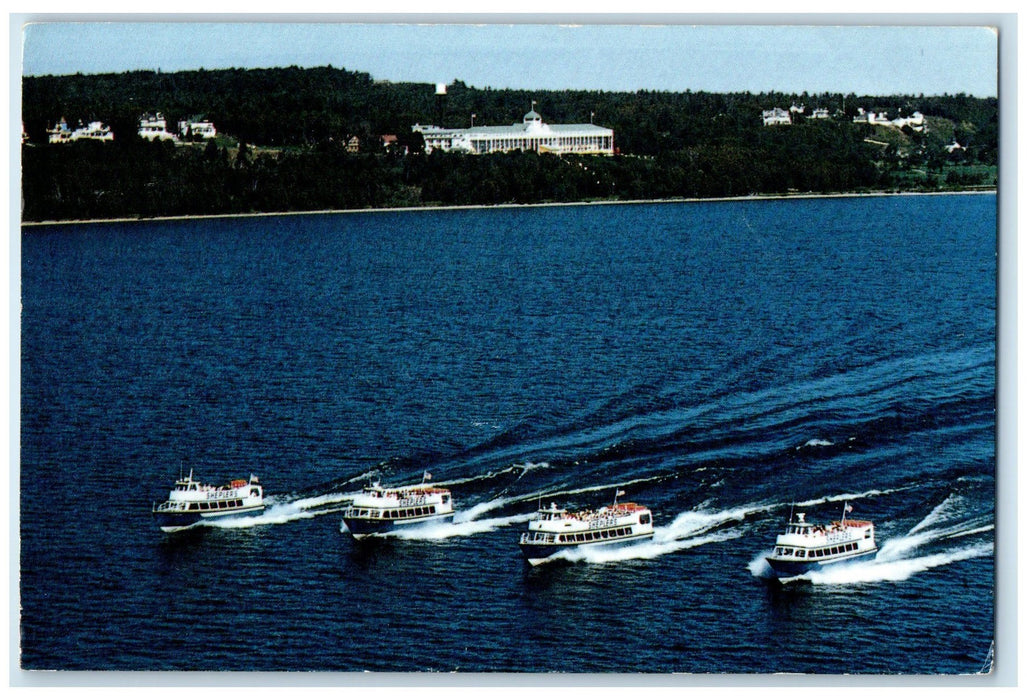 c1950's Shepler's Mackinac Island Ferry Passenger Boat Mackinaw City MI Postcard