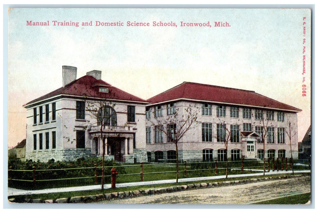 c1950's Manual Training Domestic Science Schools Ironwood Michigan MI Postcard