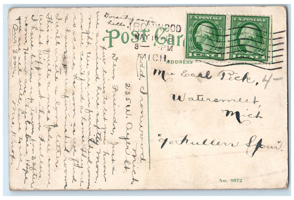 1918 Norrie Mine Shaft Stockpile Railway Workers On Ground Ironwood MI Postcard