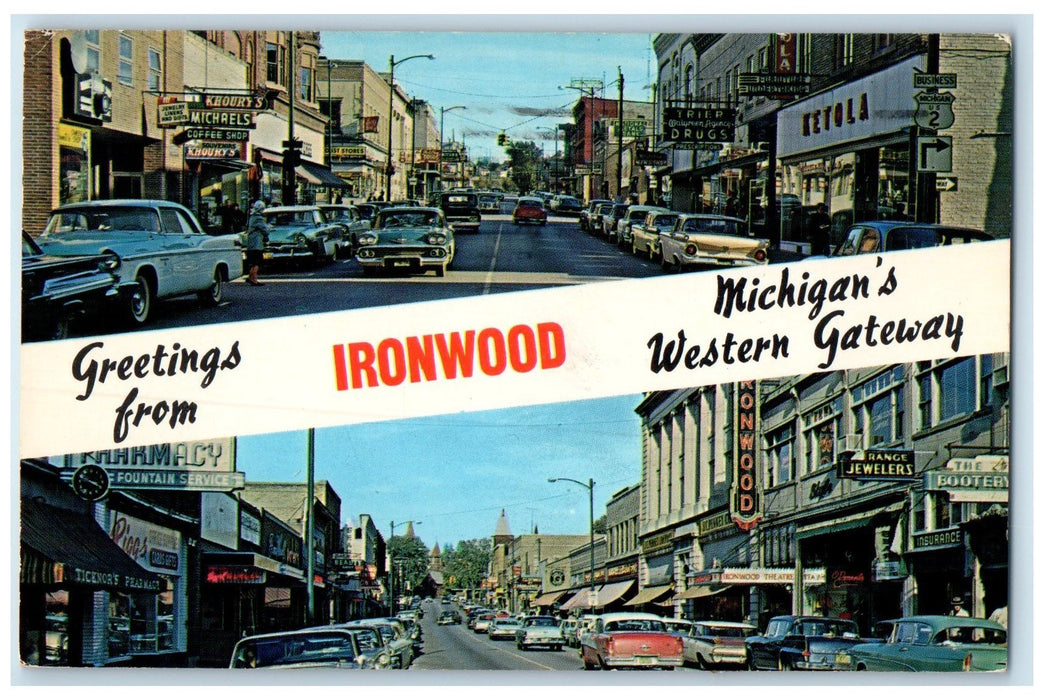 1970 Greetings From Ironwood Michigan's Western Gateway Michigan MI Postcard