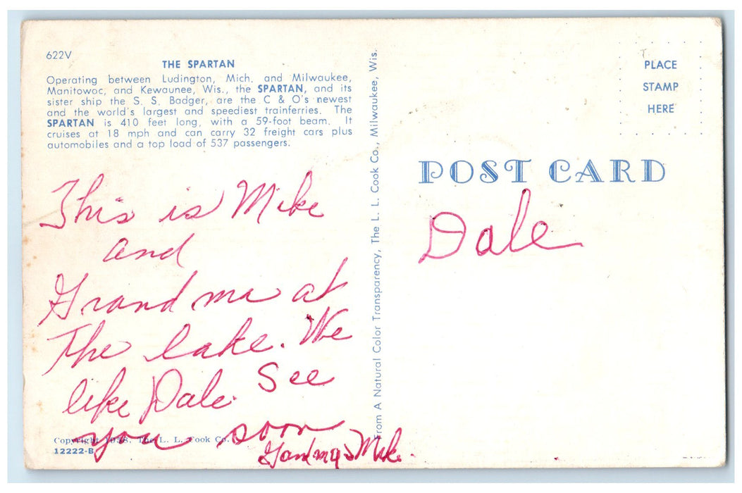 c1960s The Spartan World's Largest Speediest Trainferries Milwaukee WI Postcard