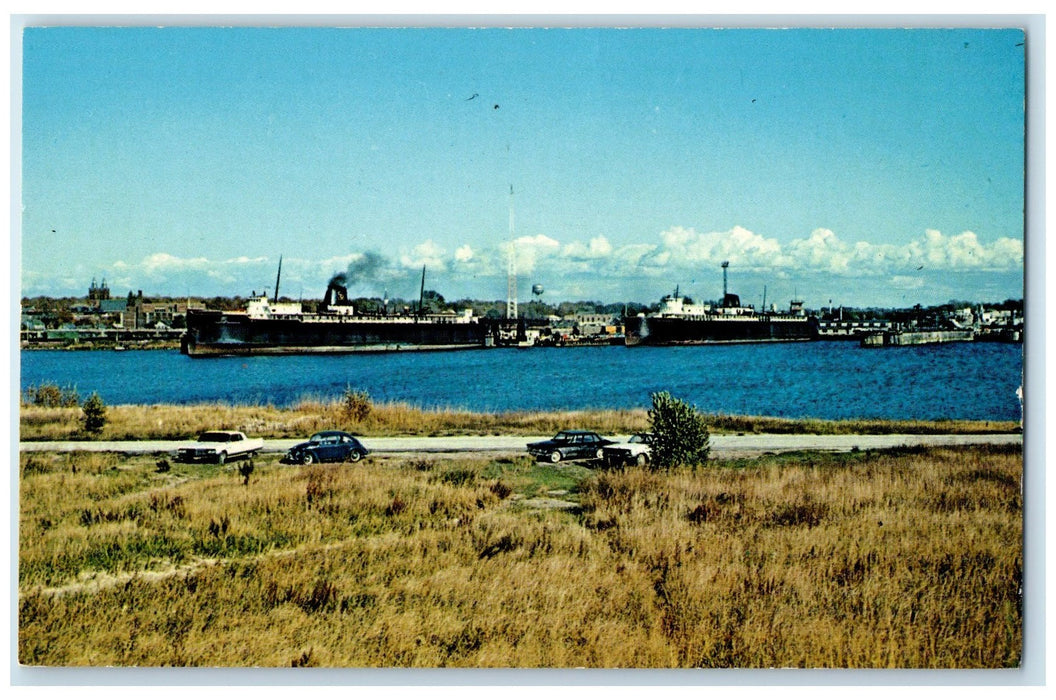 c1960s Car Ferry Port Steamships Scene Ludington Michigan MI Unposted  Postcard