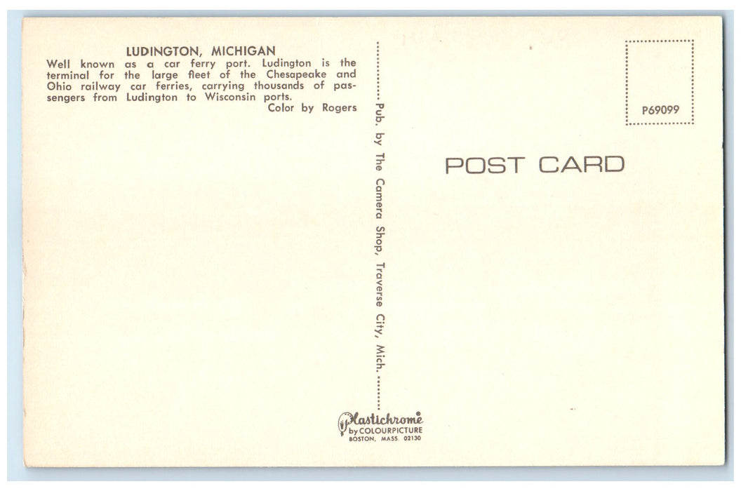 c1960s Car Ferry Port Steamships Scene Ludington Michigan MI Unposted  Postcard