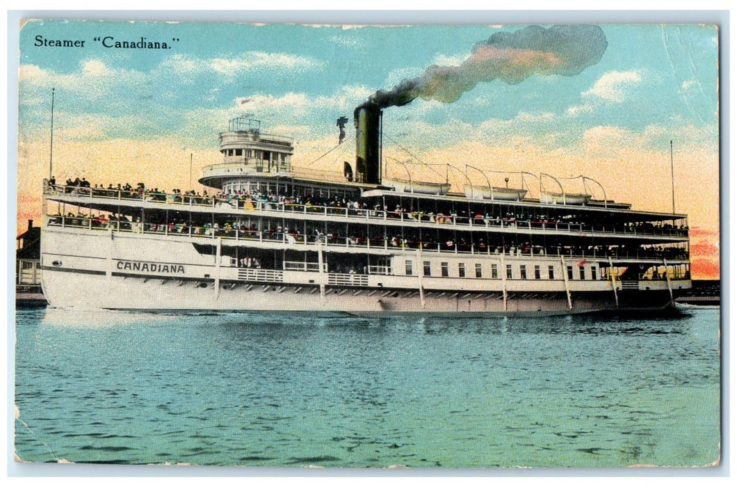 c1920s Steamer Canadiana Passenger Buffalo New York NY Posted Steamship Postcard