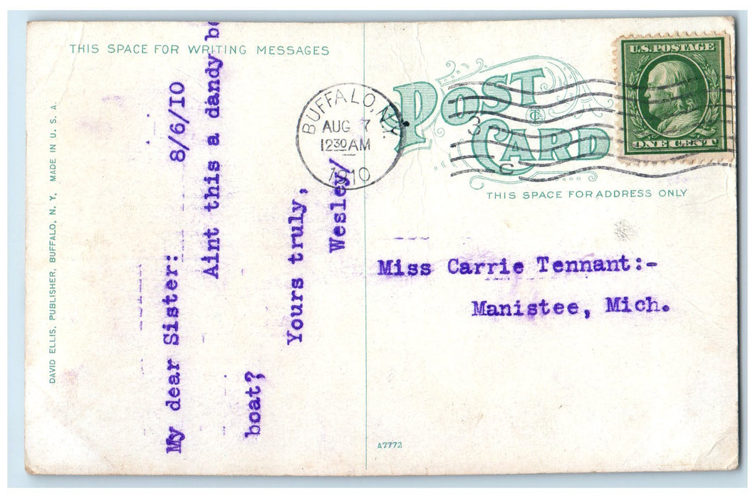 c1920s Steamer Canadiana Passenger Buffalo New York NY Posted Steamship Postcard