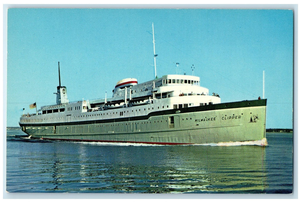 c1960's S.S. Milwaukee Clipper Finest Ships Scene Muskegon Michigan MI Postcard