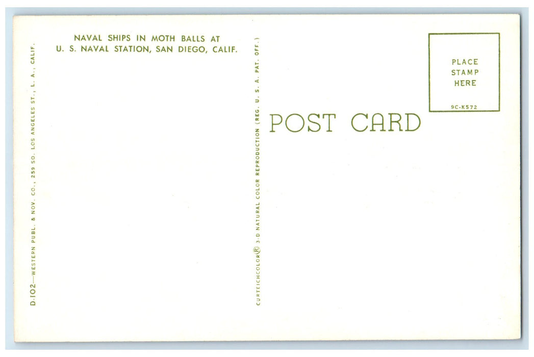 c1960's Naval Ships In Moth Balls At U.S. Naval Station San Diego CA Postcard