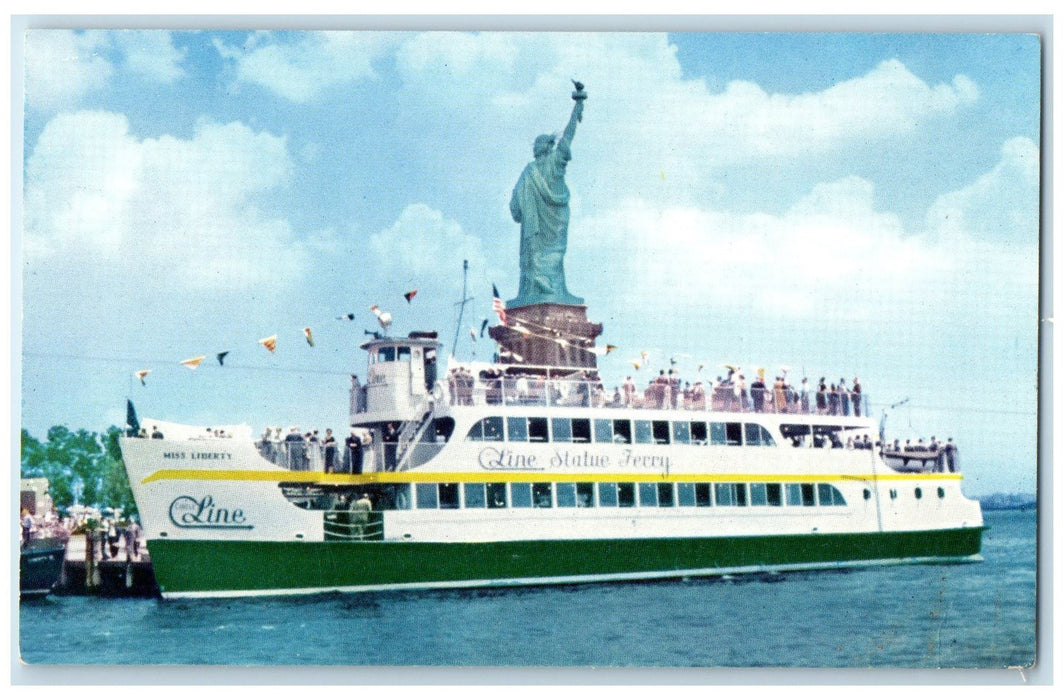 c1960's Statue Ferry Miss Liberty Battery Park To Beadloes Island NY Postcard
