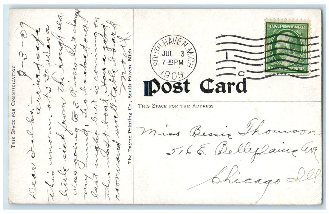1909 Str. City Of South Haven And Docks South Haven Michigan MI Posted Postcard