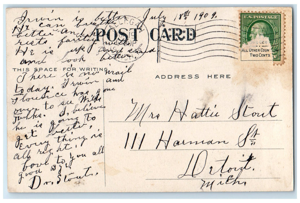 1909 New Steel Steamship City Of South Haven Allegan MI Posted Vintage Postcard