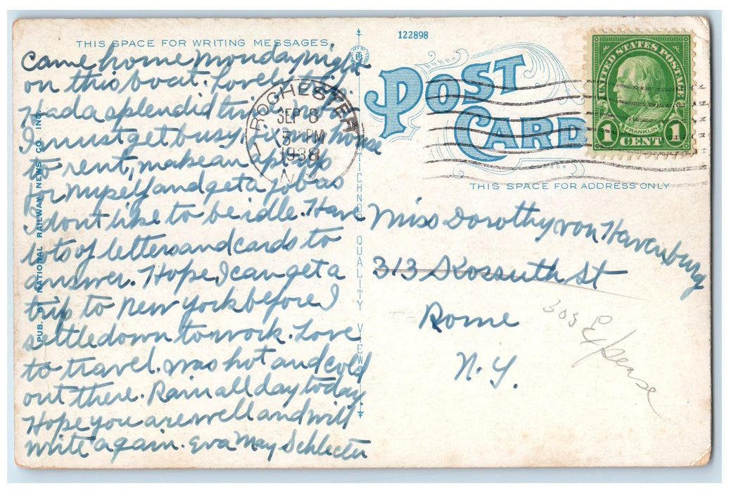 1938 On Board Steamer Greater Detroit And Sister Ship Greater Buffalo Postcard