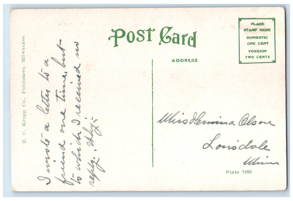 c1920's Whaleback Steamer Christopher Columbus Passing Milwaukee WI Postcard