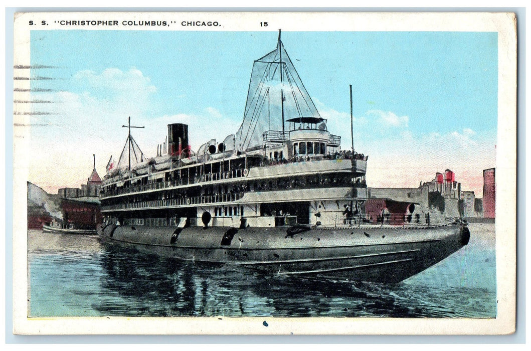 1924 Steamship Christopher Columbus Chicago Illinois IL Posted Vintage Postcard