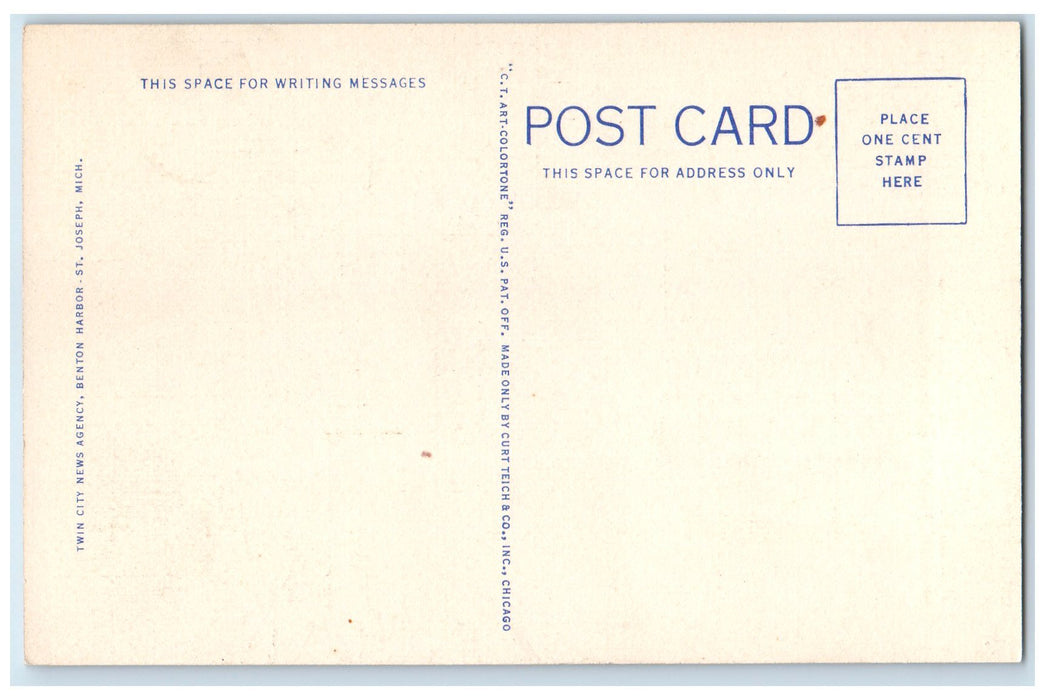 c1940's Steamer Theodore Roosevelt St. Joseph And Benton Harbor MI Boat Postcard