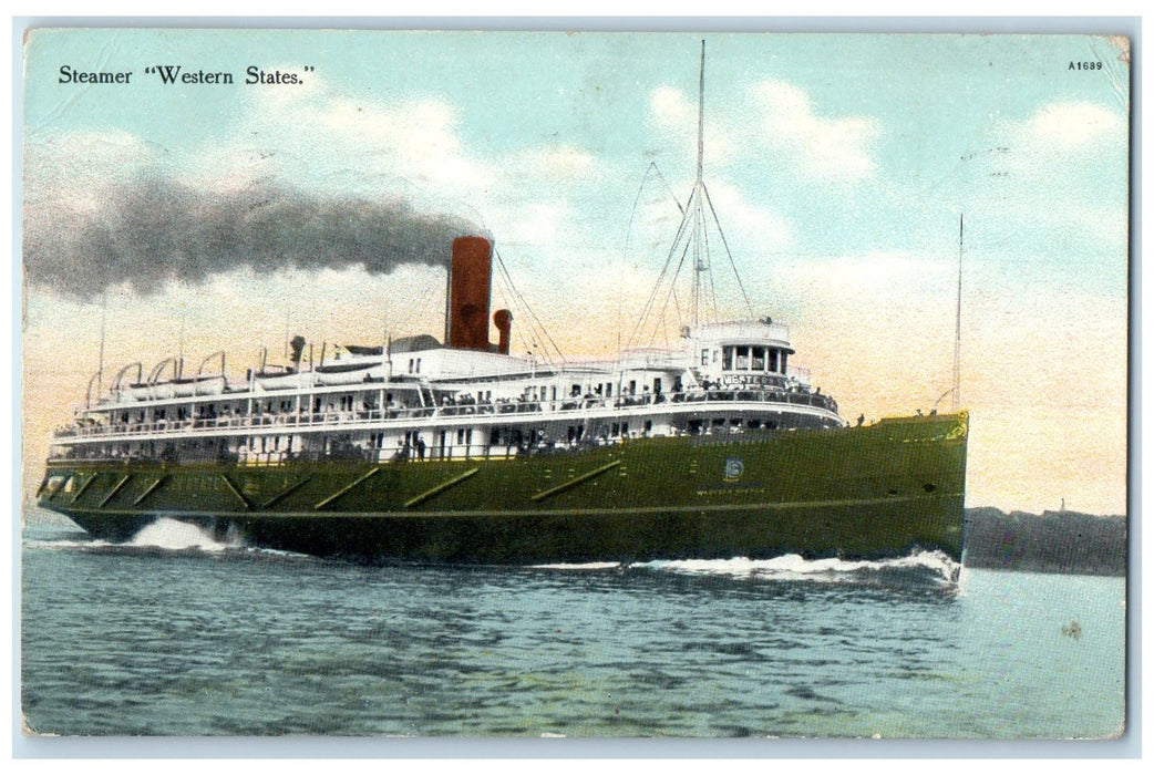 1909 Steamer Western States Scene Duluth Minnesota MN Posted Vintage Postcard