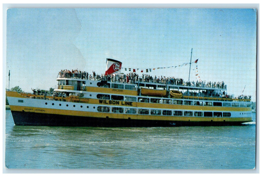 c1960s Steamship Mount Vernon All Streel Excursion Liner Unposted Flags Postcard