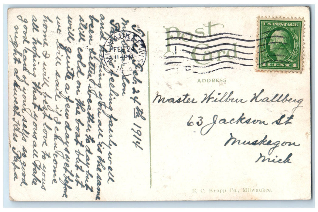 1914 New Steel Steamship Minnesota Scene Milwaukee Wisconsin WI Posted  Postcard