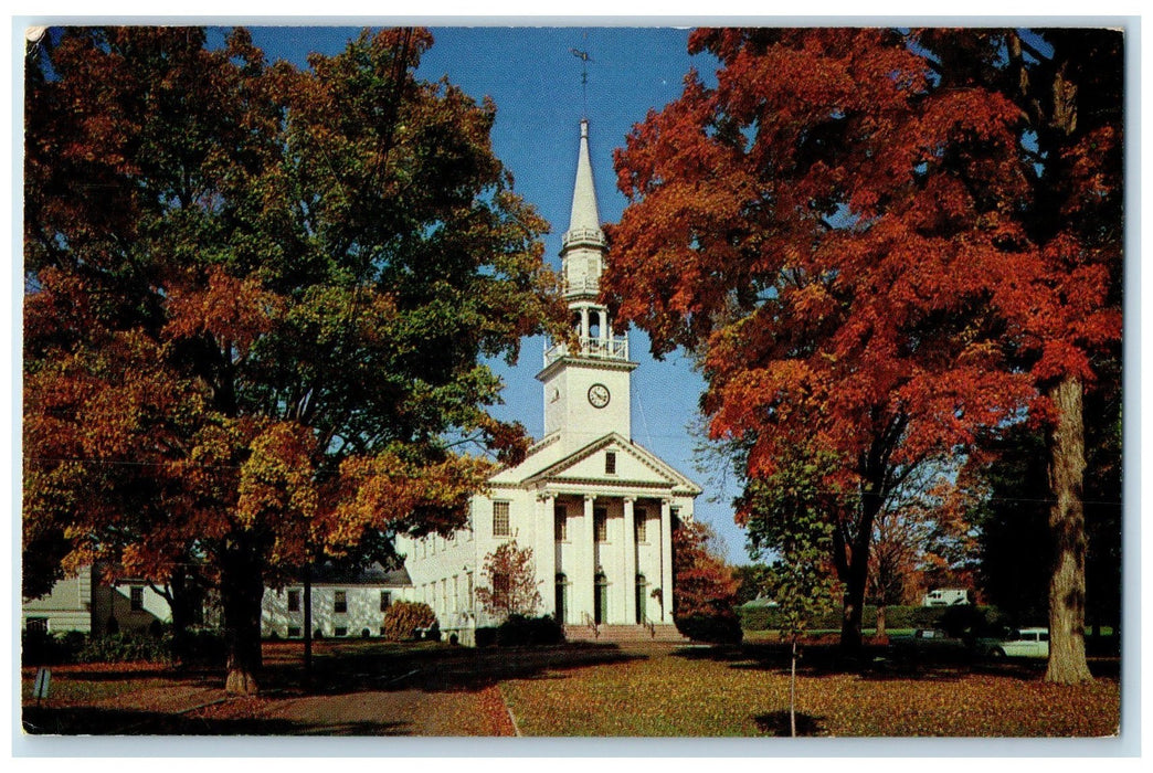 1967 1st Congregational Church On Green Clock Tower Road Cheshire CT Postcard